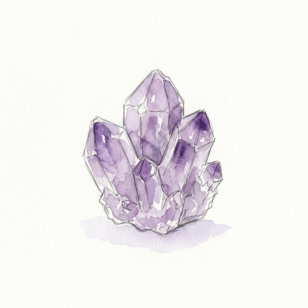 アメジストの水彩イラスト