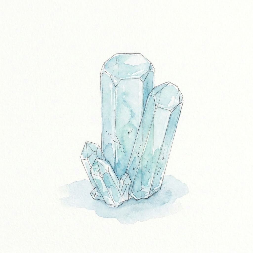 アクアマリンの水彩イラスト